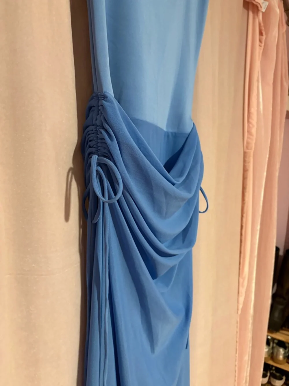 Sovere Blue Sleeveless Draped Midi Dress - Picture 6 of 12